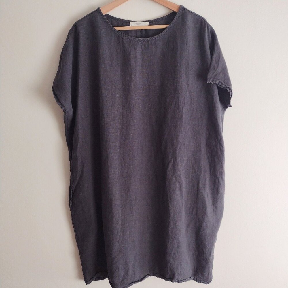 Filosofia Erin Gray Linen Dress S Lagenlook Relaxed Fit Shift Made in USA